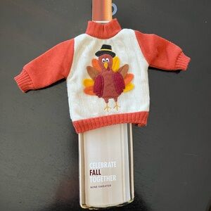 Fall Turkey Themed Wine Bottle Sweater Cover